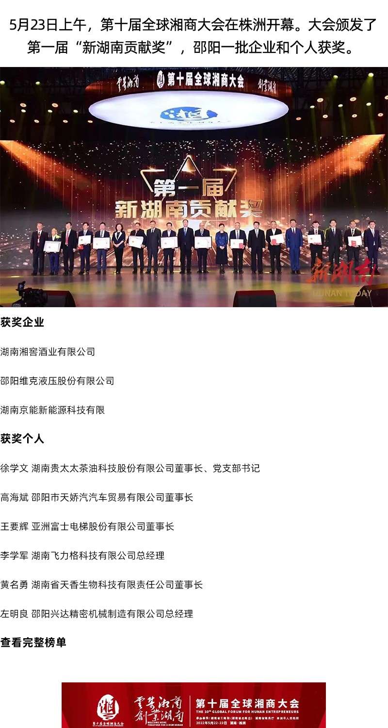 全省表彰！邵陽這些企業(yè)和個人獲獎